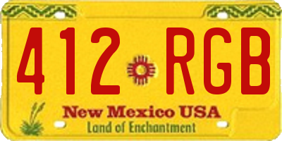 NM license plate 412RGB