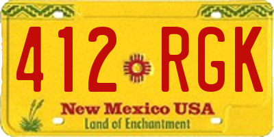 NM license plate 412RGK