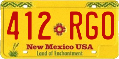 NM license plate 412RGO