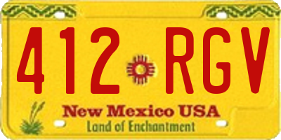 NM license plate 412RGV