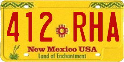 NM license plate 412RHA