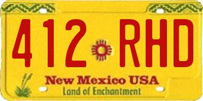 NM license plate 412RHD