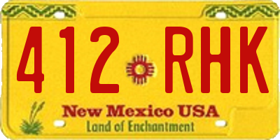 NM license plate 412RHK