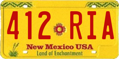 NM license plate 412RIA