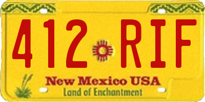 NM license plate 412RIF