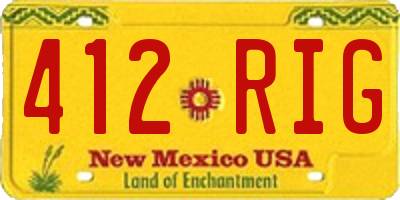 NM license plate 412RIG