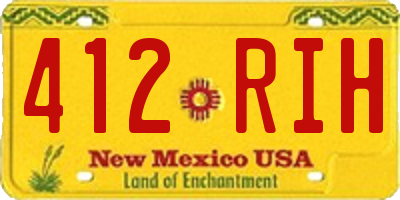 NM license plate 412RIH