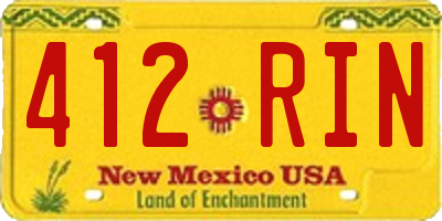 NM license plate 412RIN