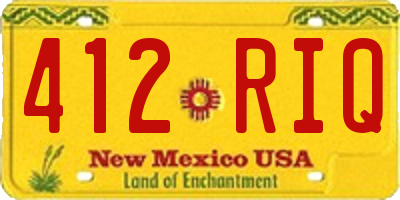 NM license plate 412RIQ