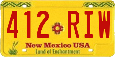 NM license plate 412RIW