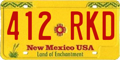 NM license plate 412RKD