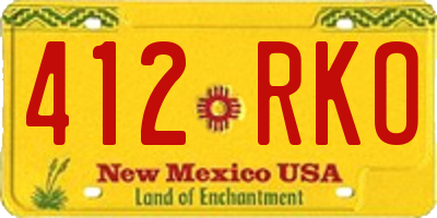 NM license plate 412RKO