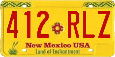 NM license plate 412RLZ