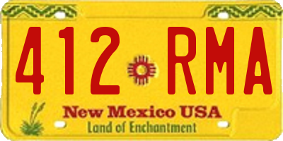 NM license plate 412RMA