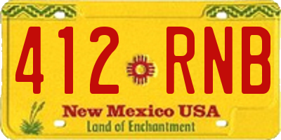 NM license plate 412RNB
