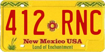 NM license plate 412RNC