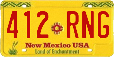 NM license plate 412RNG