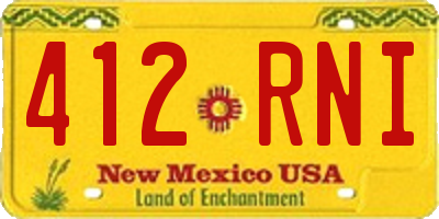 NM license plate 412RNI