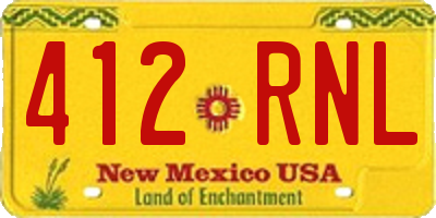 NM license plate 412RNL