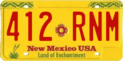 NM license plate 412RNM