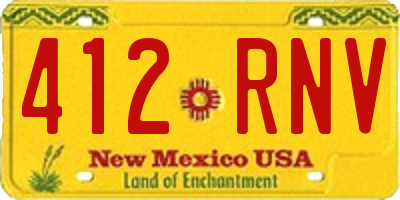 NM license plate 412RNV