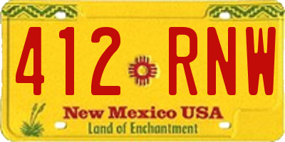 NM license plate 412RNW