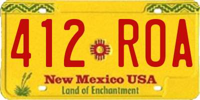 NM license plate 412ROA