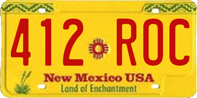 NM license plate 412ROC
