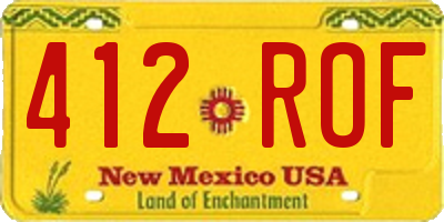 NM license plate 412ROF