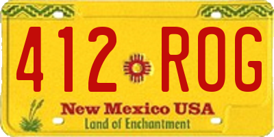 NM license plate 412ROG