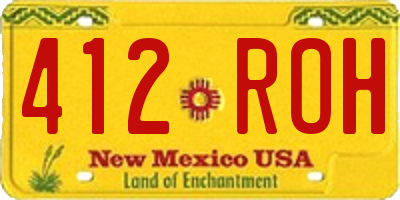 NM license plate 412ROH