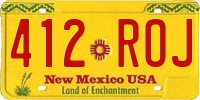 NM license plate 412ROJ