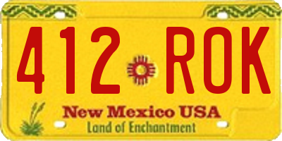NM license plate 412ROK