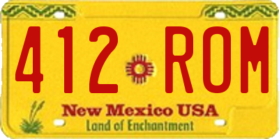 NM license plate 412ROM