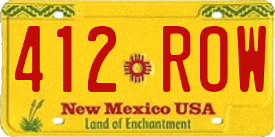 NM license plate 412ROW