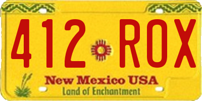 NM license plate 412ROX