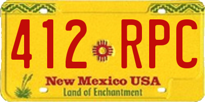 NM license plate 412RPC