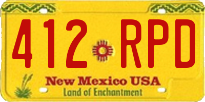 NM license plate 412RPD