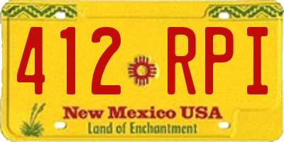 NM license plate 412RPI