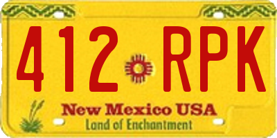 NM license plate 412RPK