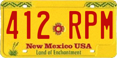 NM license plate 412RPM