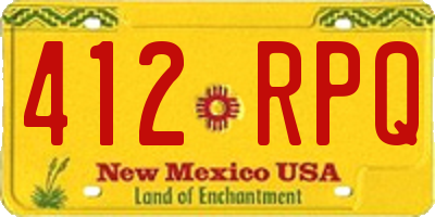 NM license plate 412RPQ