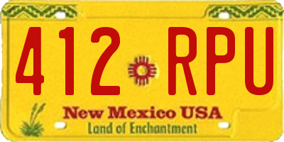 NM license plate 412RPU