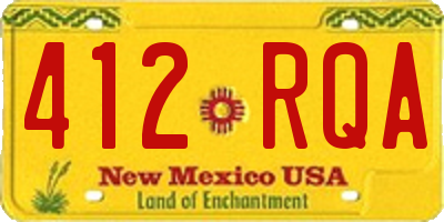 NM license plate 412RQA