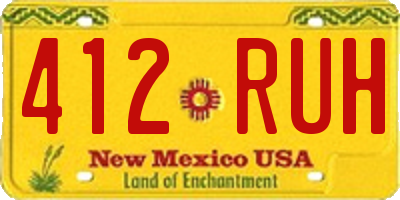 NM license plate 412RUH