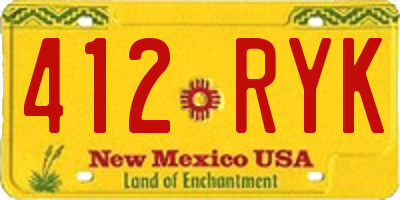 NM license plate 412RYK
