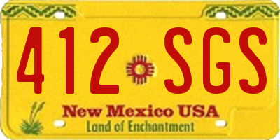 NM license plate 412SGS