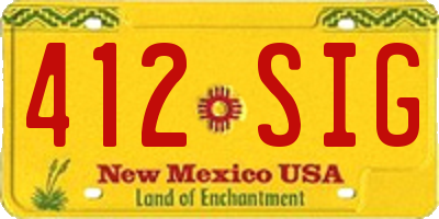 NM license plate 412SIG