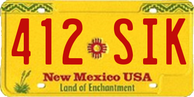 NM license plate 412SIK
