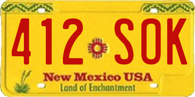 NM license plate 412SOK